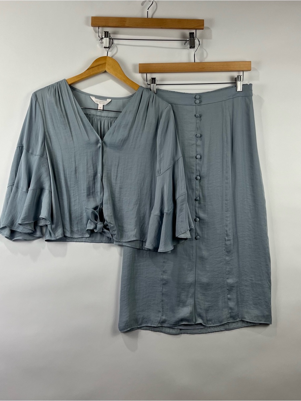LC Lauren Conrad NWT 2 Piece Skirt Set Tie Front Top Midi Skirt Layering M/S